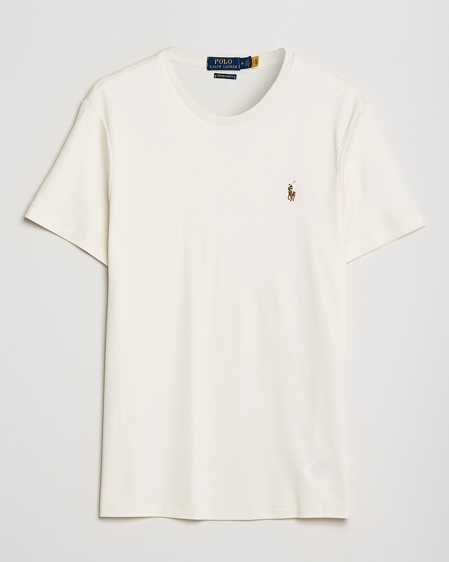 Uomini | T-shirt | Polo Ralph Lauren | Luxury Pima Cotton Crew Neck T-Shirt Clubhouse Cream