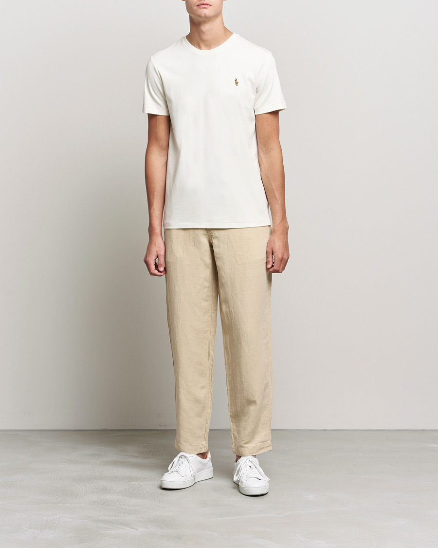 Uomini | T-shirt | Polo Ralph Lauren | Luxury Pima Cotton Crew Neck T-Shirt Clubhouse Cream