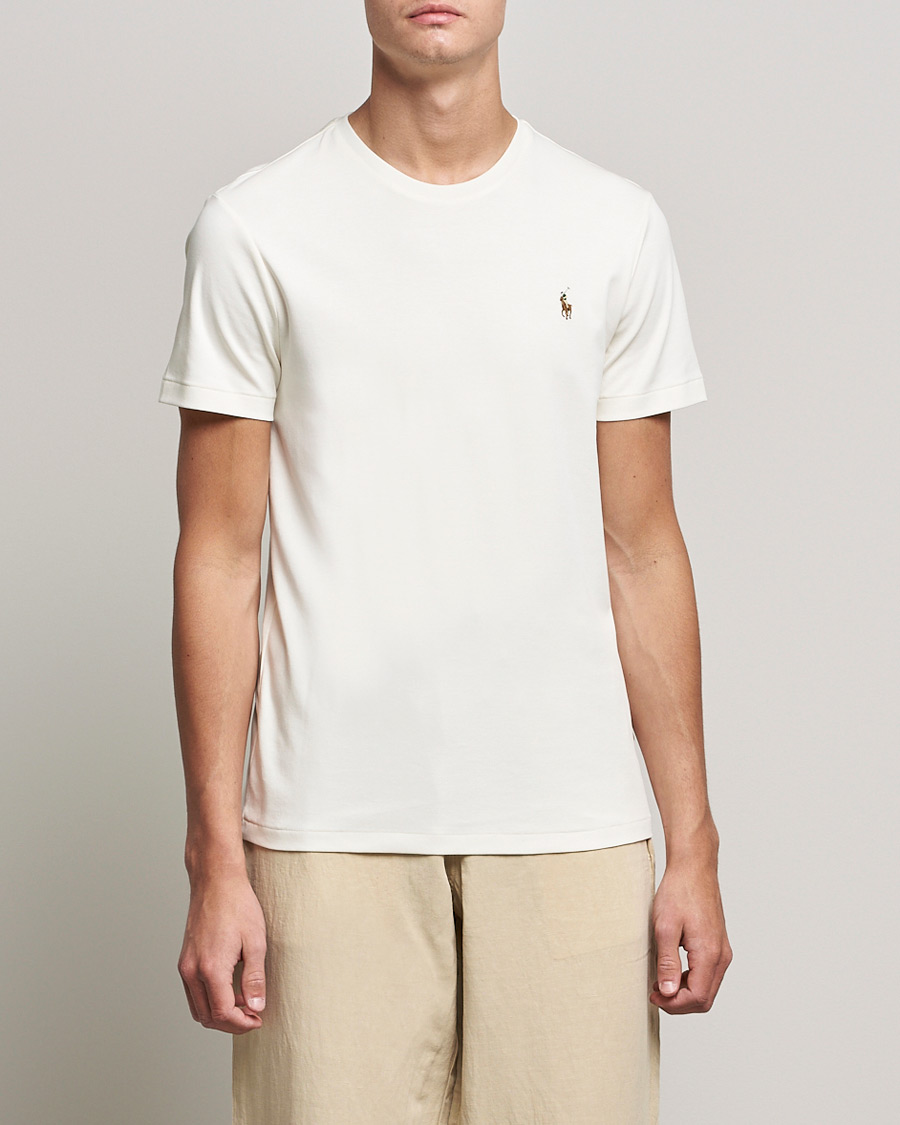 Uomini | T-shirt | Polo Ralph Lauren | Luxury Pima Cotton Crew Neck T-Shirt Clubhouse Cream