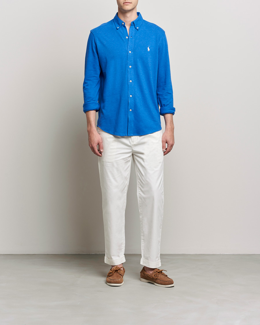 Uomini | Camicie | Polo Ralph Lauren | Featherweight Mesh Shirt Dockside Blue Heather