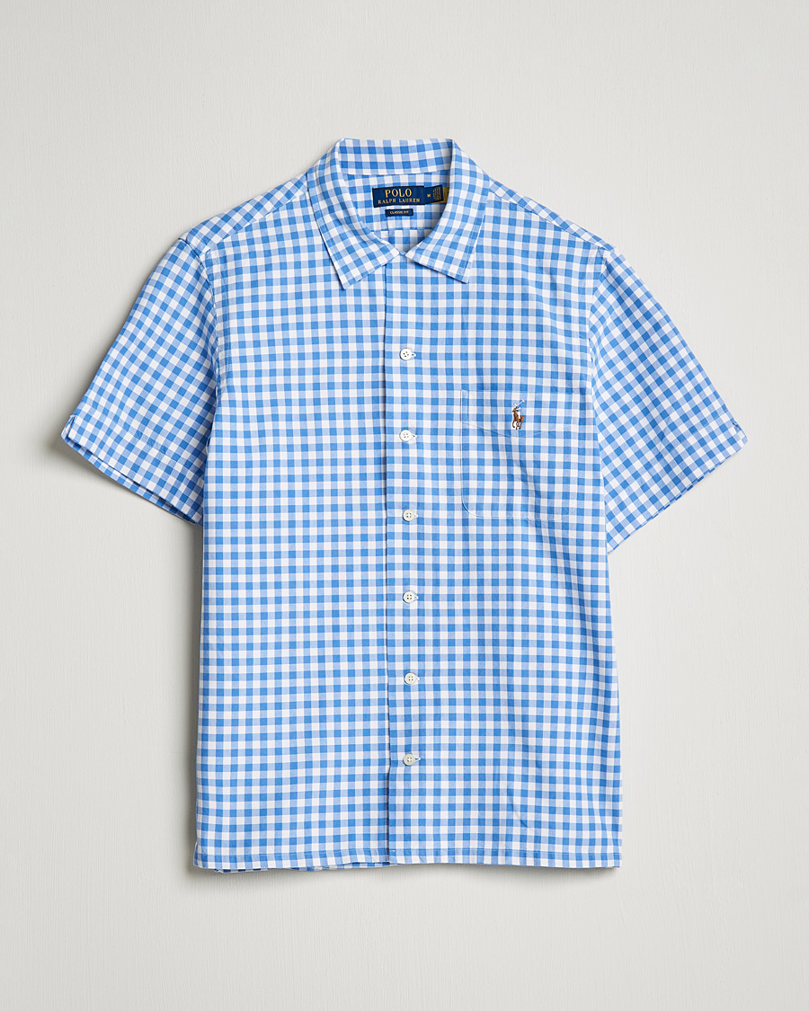 Uomini | Camicie | Polo Ralph Lauren | Short Sleeve Resort Collar Checked Shirt Blue/White