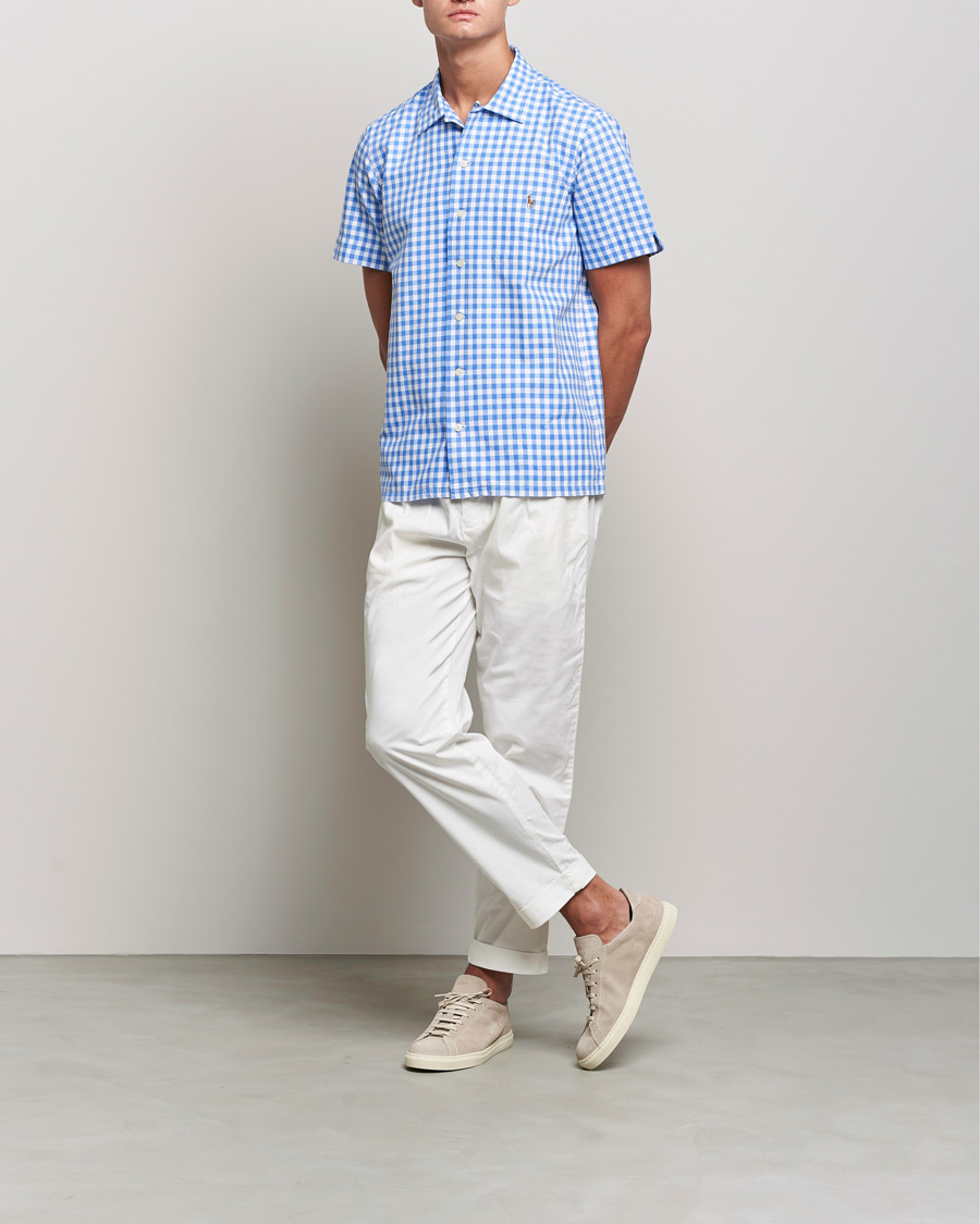 Uomini | Camicie | Polo Ralph Lauren | Short Sleeve Resort Collar Checked Shirt Blue/White