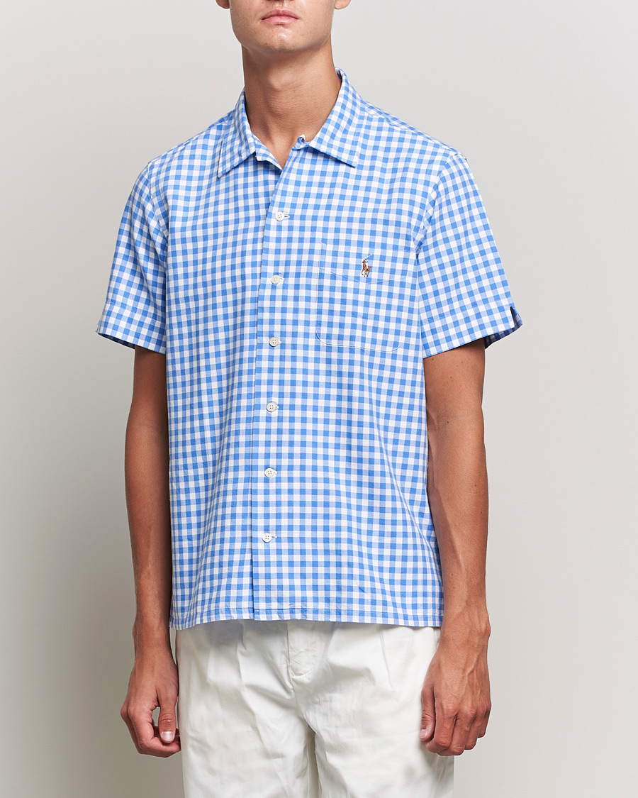 Uomini | Camicie | Polo Ralph Lauren | Short Sleeve Resort Collar Checked Shirt Blue/White