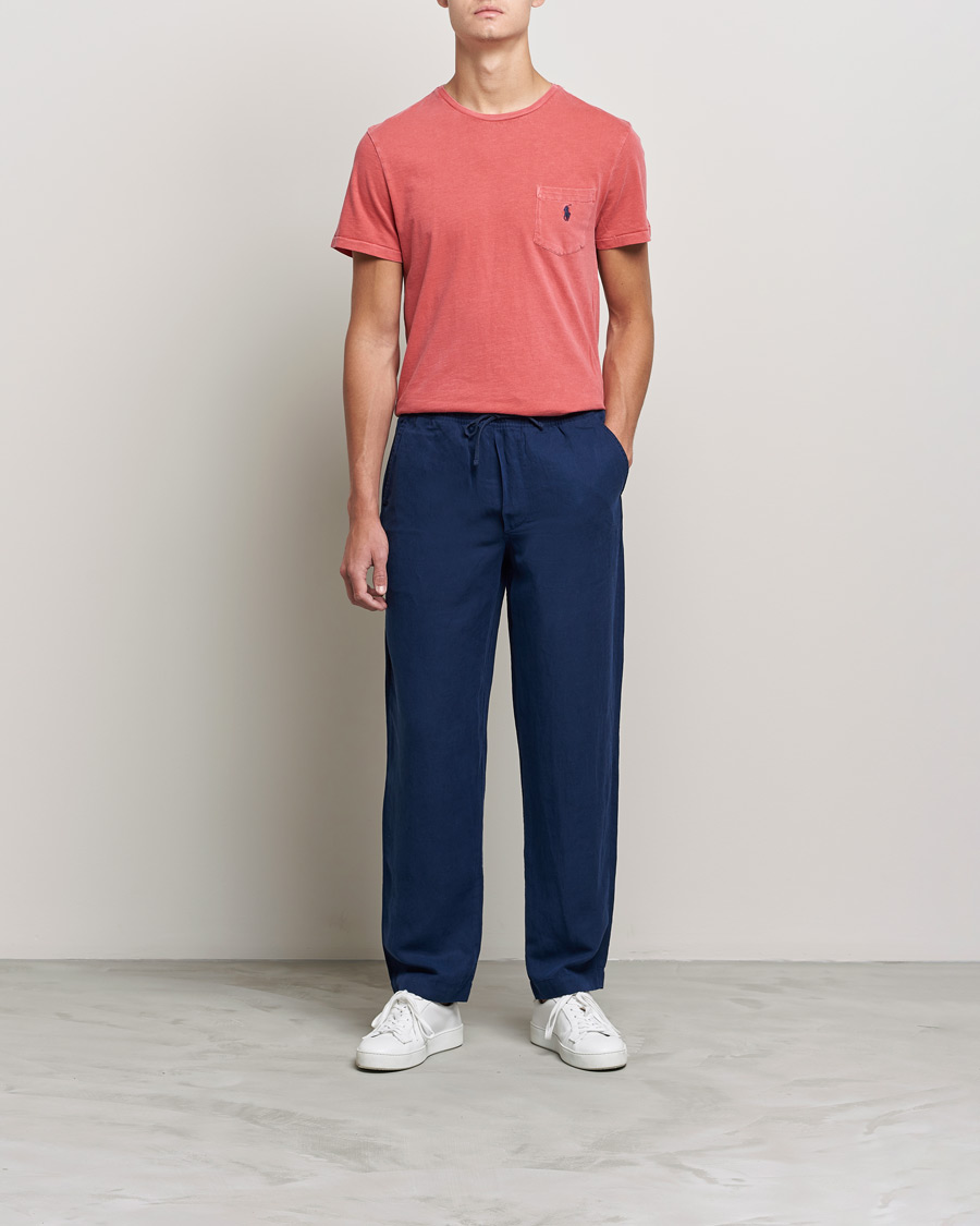 Uomini | Pantaloni | Polo Ralph Lauren | Linen/Silk Drawstring Trousers Newport Navy