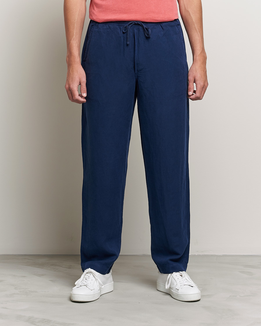 Uomini | Pantaloni | Polo Ralph Lauren | Linen/Silk Drawstring Trousers Newport Navy
