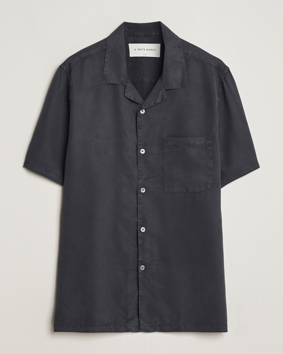 Uomini | Camicie | A Day's March | Yamu Lyocell Shirt Off Black