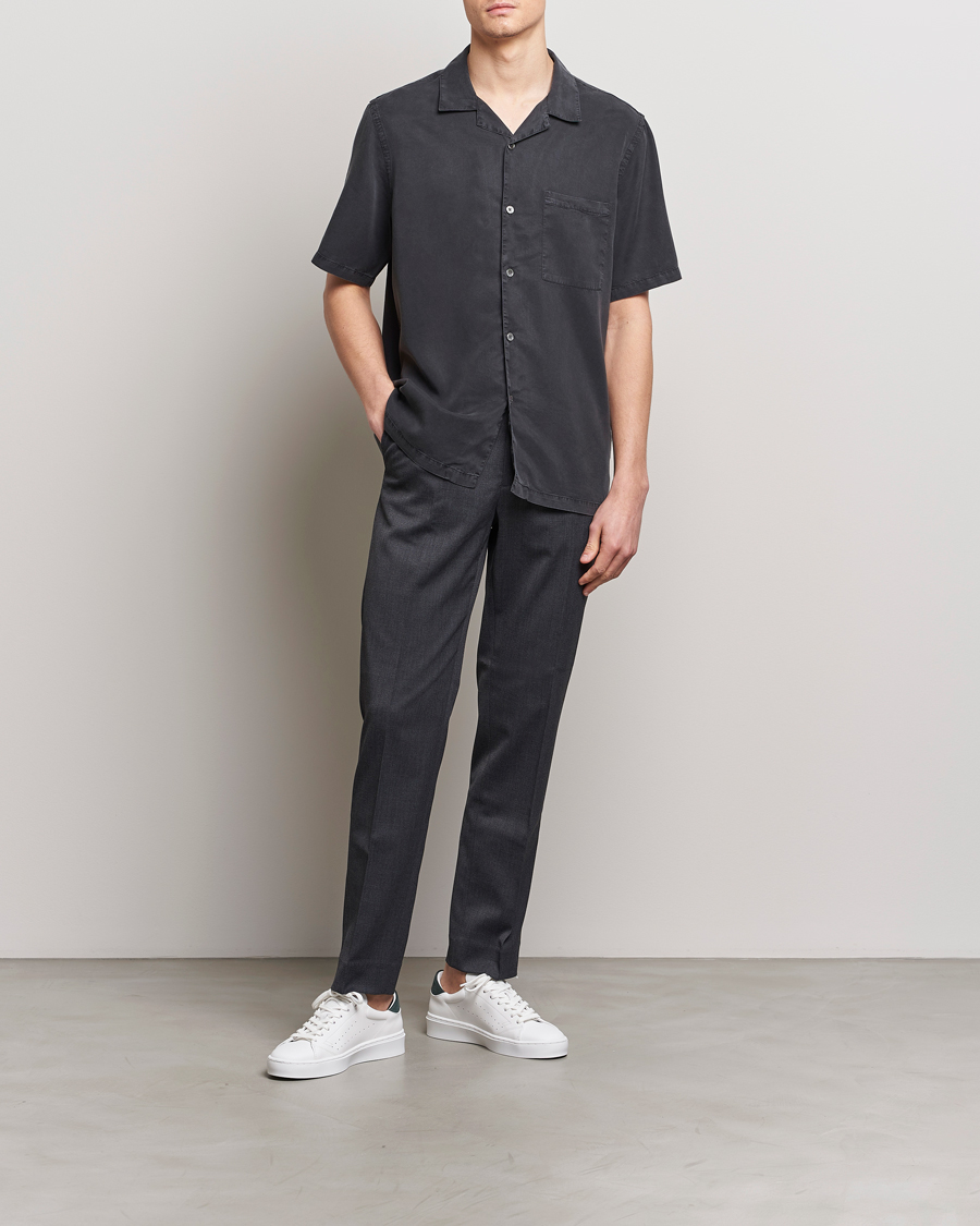 Uomini | Camicie | A Day's March | Yamu Lyocell Shirt Off Black