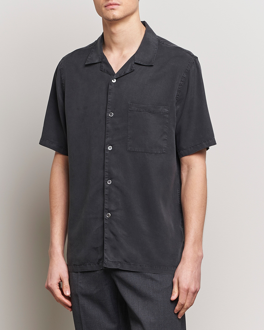 Uomini | Camicie | A Day's March | Yamu Lyocell Shirt Off Black