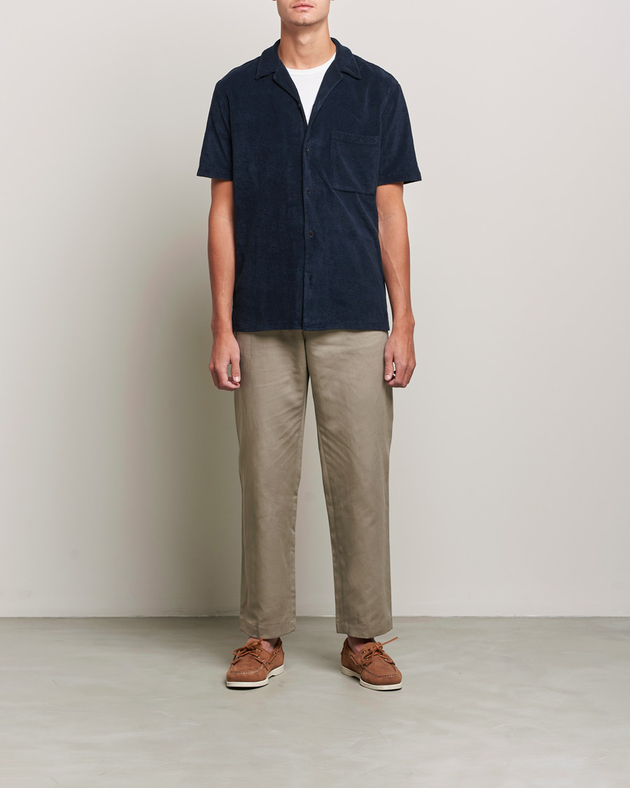Uomini | Camicie | A Day's March | Yamu Short Sleeve Terry Shirt Navy