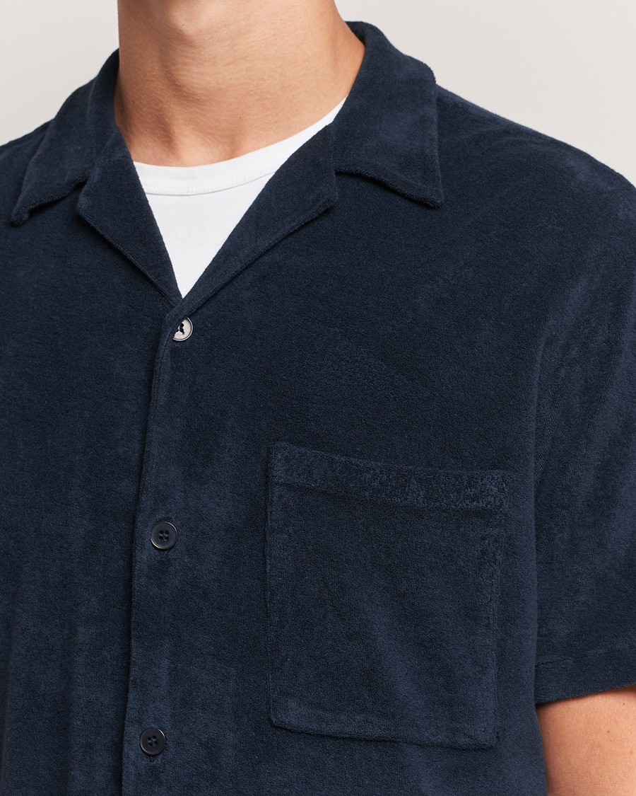 Uomini | Camicie | A Day's March | Yamu Short Sleeve Terry Shirt Navy