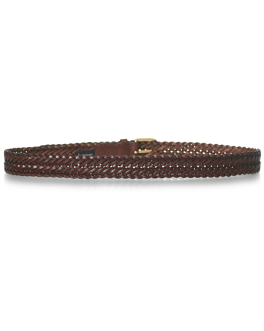 Uomini | Anderson's Woven Leather Belt 3 cm Dark Brown | Anderson's | Woven Leather Belt 3 cm Dark Brown