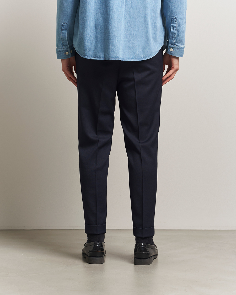 Uomini | Pantaloni | Filippa K | Terry Gabardine Cropped Turn Up Trousers Navy