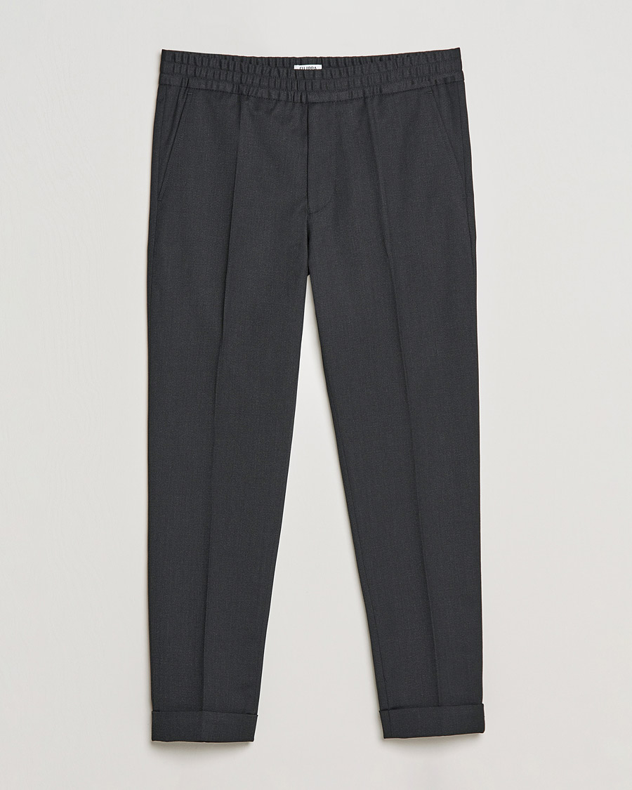 Uomini | Pantaloni | Filippa K | Terry Gabardine Cropped Turn Up Trousers Anthracite