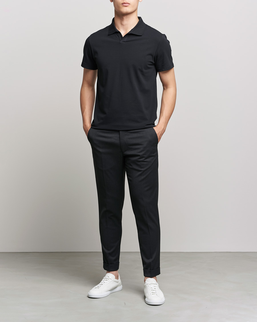 Uomini | Pantaloni | Filippa K | Terry Gabardine Cropped Turn Up Trousers Anthracite