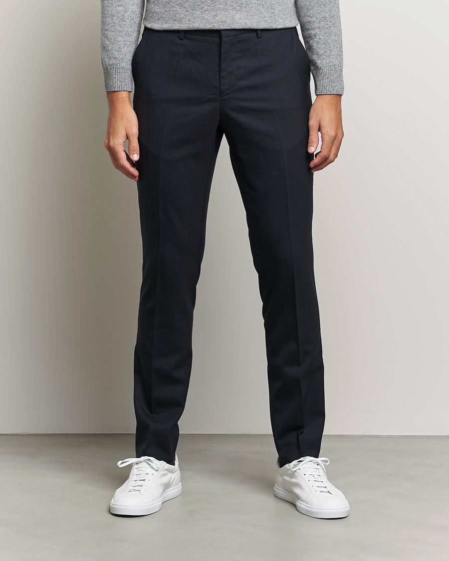 Uomini | Pantaloni | Filippa K | Liam Cool Wool Slacks Dark Navy