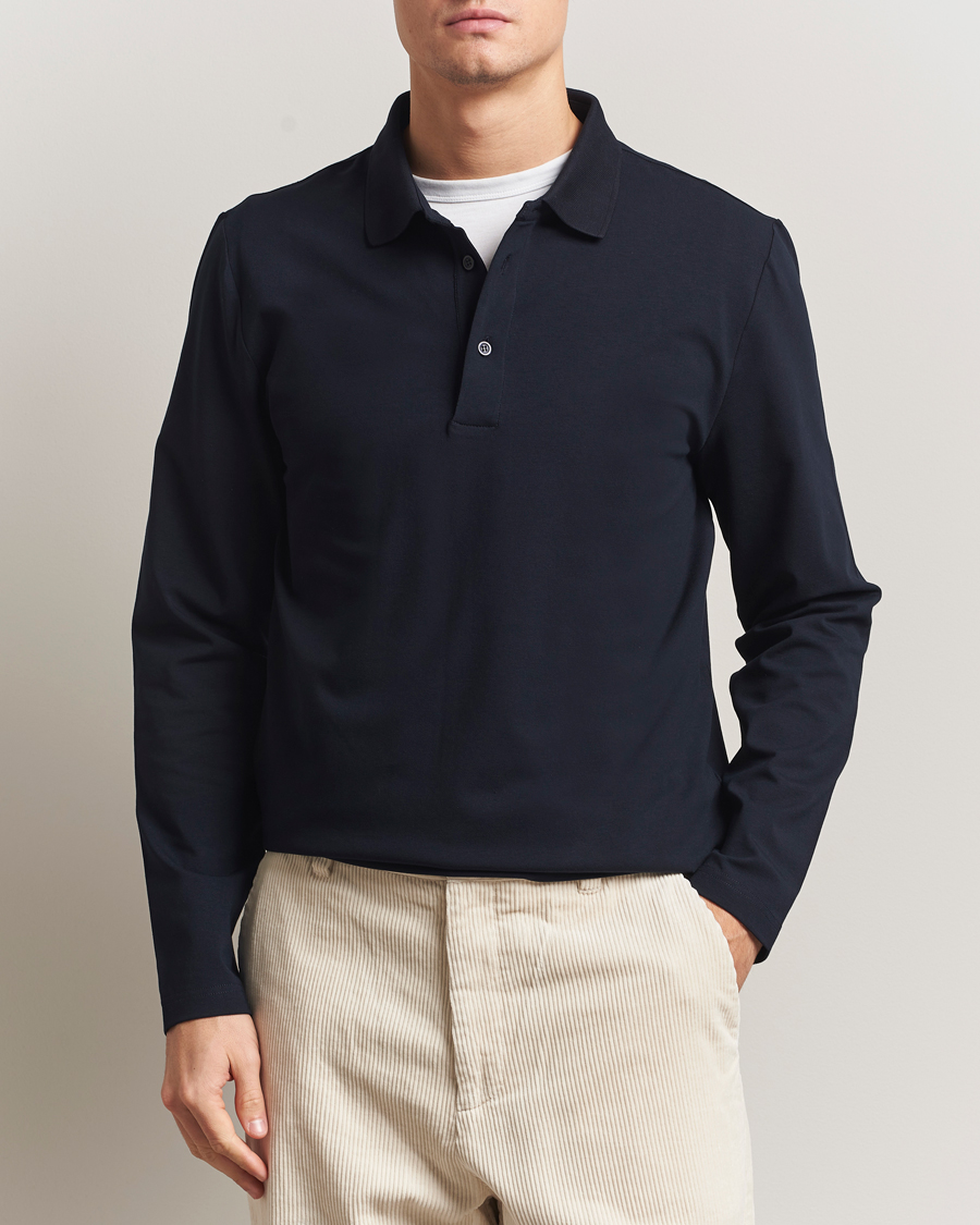 Uomini | Polo | Filippa K | Luke Lycra Poloshirt Navy