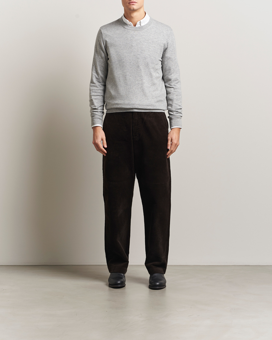 Uomini | Maglieria | Filippa K | Cotton Merino Basic Sweater Light Grey Melange