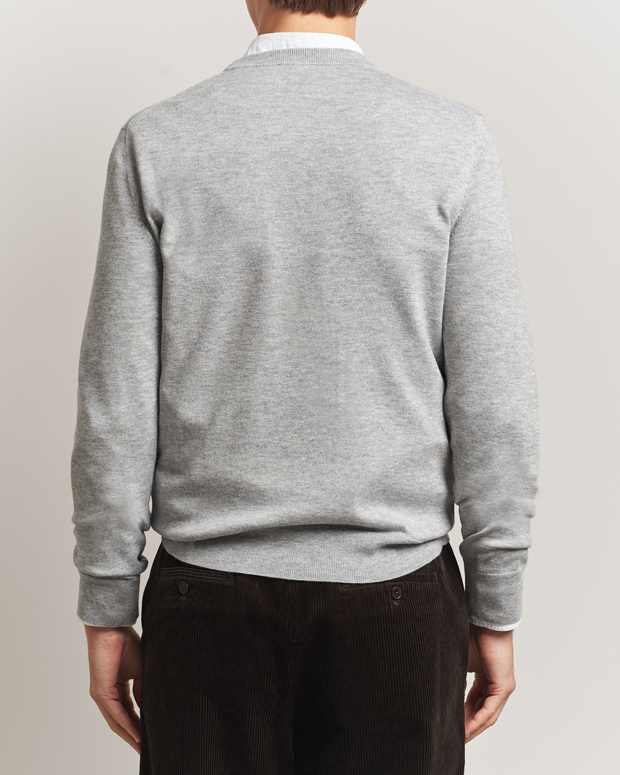 Uomini | Maglieria | Filippa K | Cotton Merino Basic Sweater Light Grey Melange