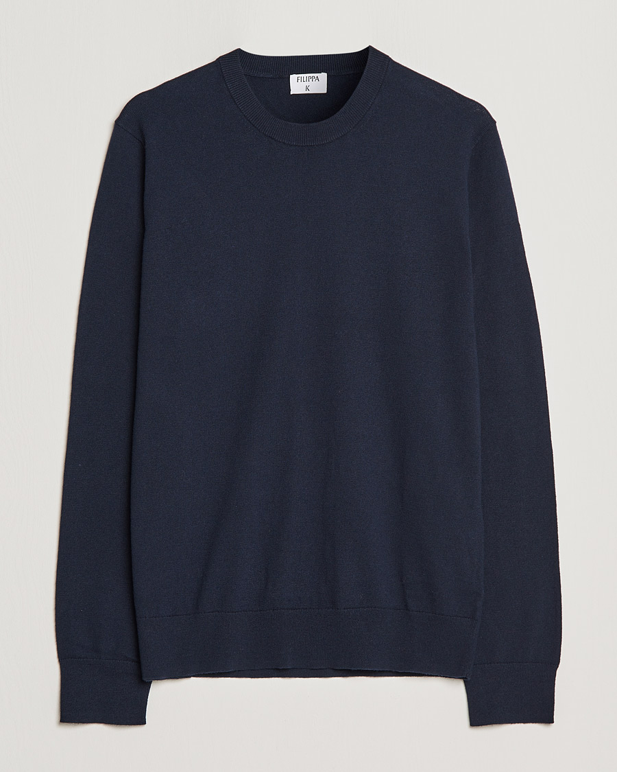 Uomini | Maglieria | Filippa K | Cotton Merino Basic Sweater Navy