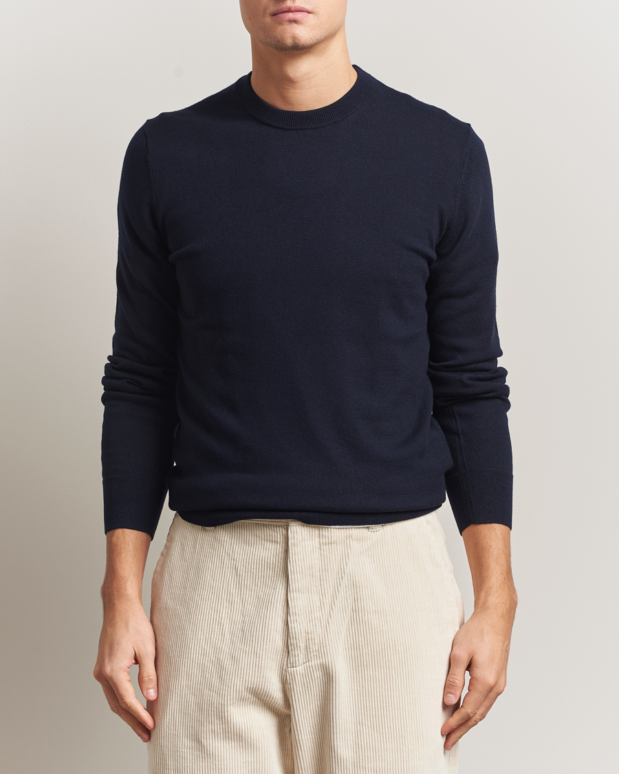 Uomini | Maglieria | Filippa K | Cotton Merino Basic Sweater Navy