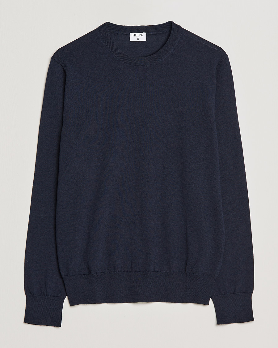 Uomini | Maglieria | Filippa K | Merino Round Neck Sweater Navy