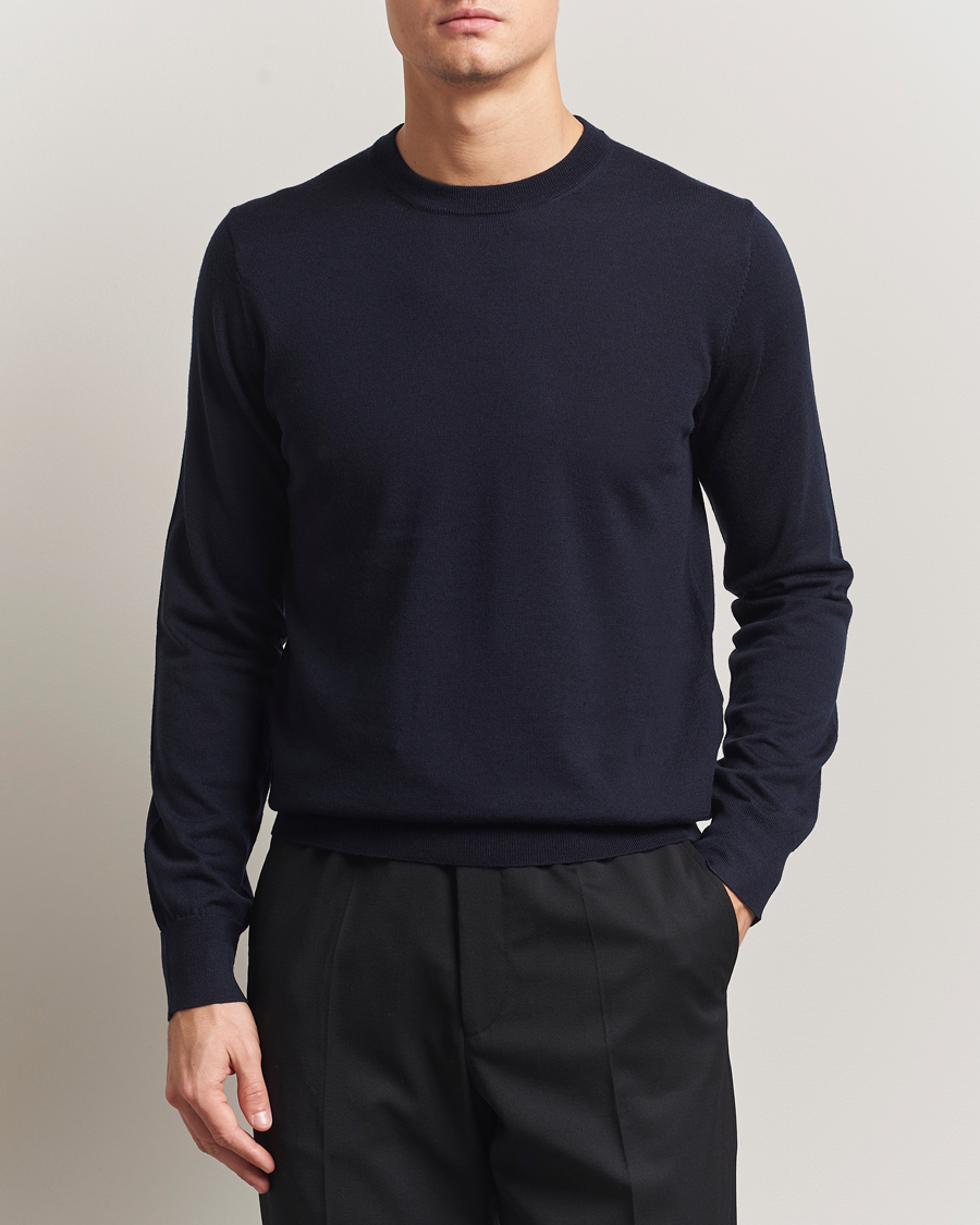Uomini | Maglieria | Filippa K | Merino Round Neck Sweater Navy