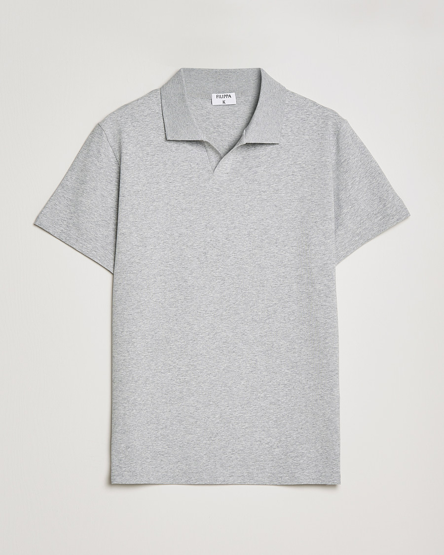 Uomini | Polo | Filippa K | Soft Lycra Polo Tee Light Grey Melange