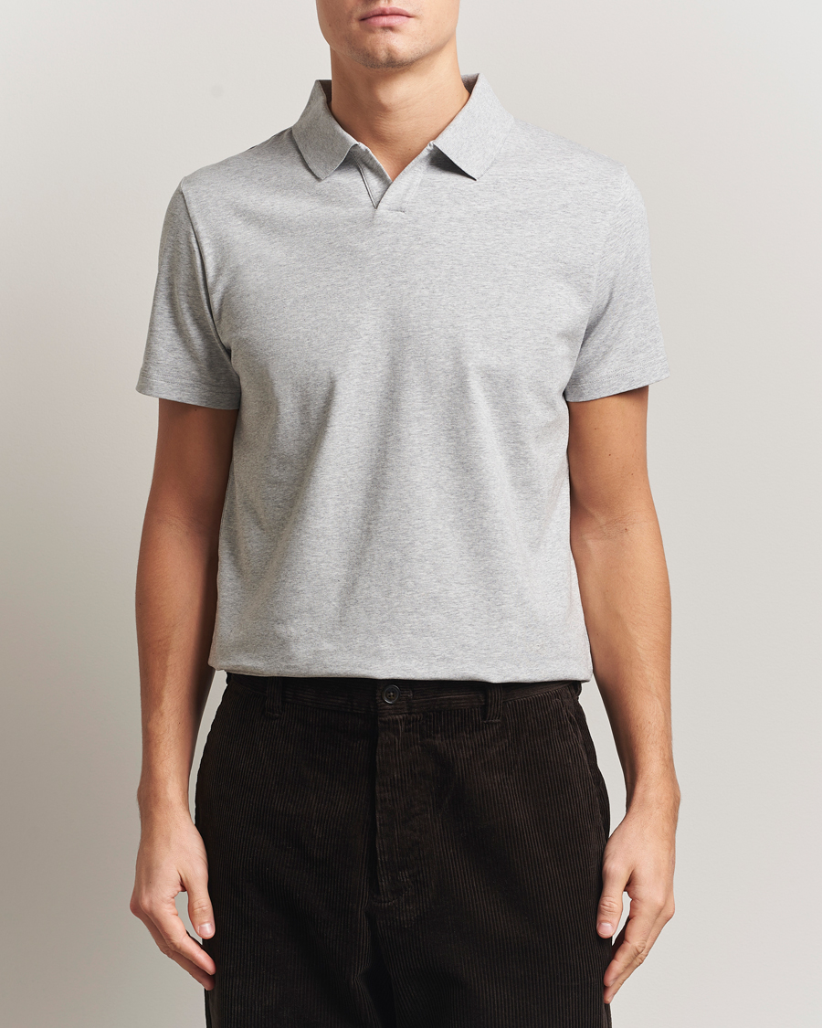 Uomini | Polo | Filippa K | Soft Lycra Polo Tee Light Grey Melange