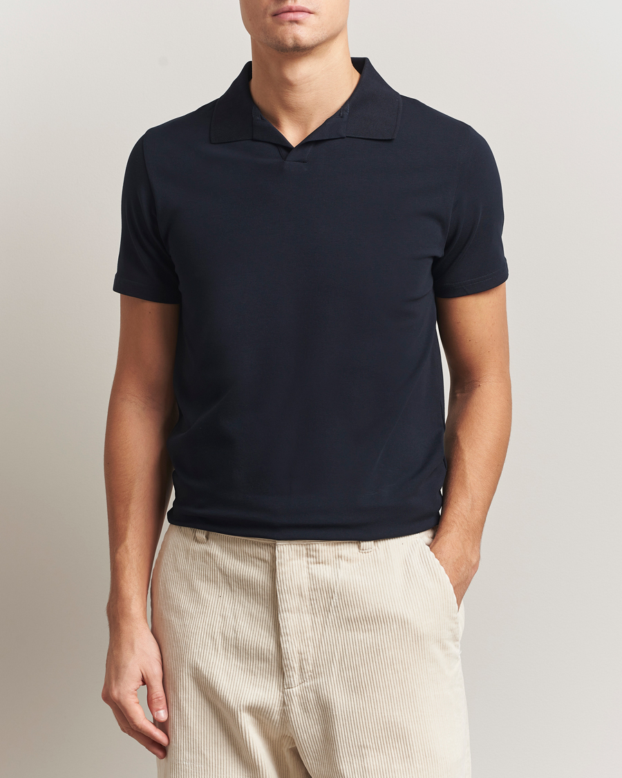 Uomini | Polo | Filippa K | Soft Lycra Polo Tee Navy