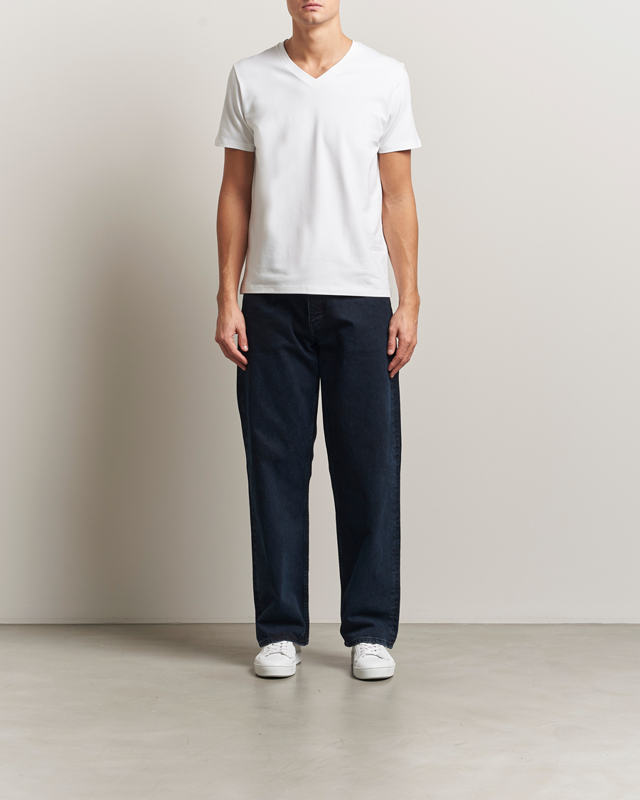 Uomini | T-shirt | Filippa K | Soft Lycra V-Neck Tee White
