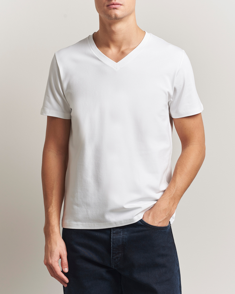 Uomini | T-shirt | Filippa K | Soft Lycra V-Neck Tee White