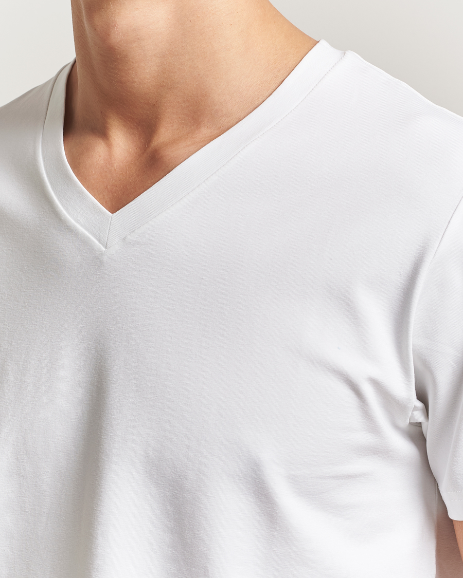 Uomini | T-shirt | Filippa K | Soft Lycra V-Neck Tee White