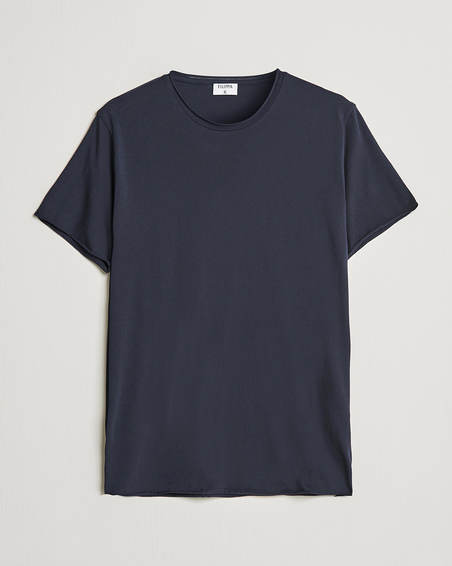 Uomini | T-shirt | Filippa K | Roll Neck Crew Neck Tee Navy