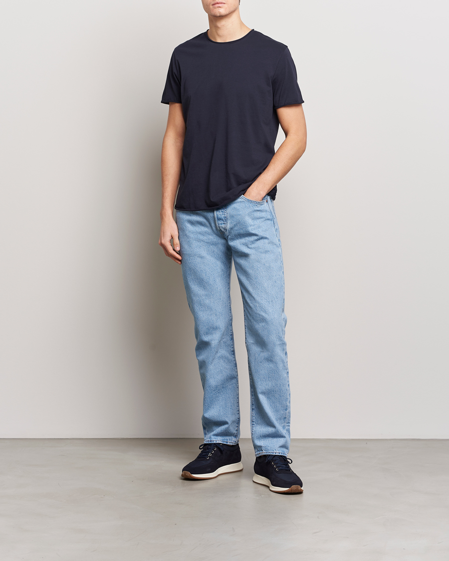 Uomini | T-shirt | Filippa K | Roll Neck Crew Neck Tee Navy