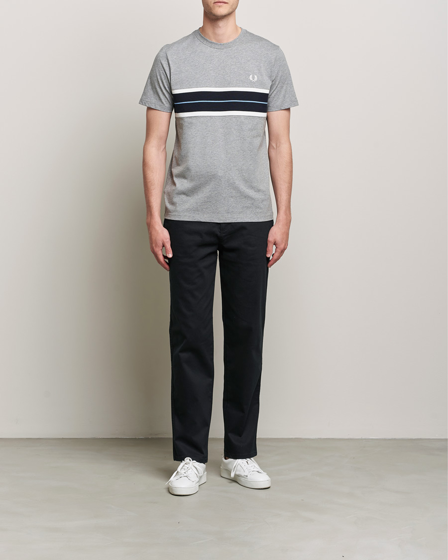 Uomini | T-shirt | Fred Perry | Tram Line Pannel Tee Steel Marl