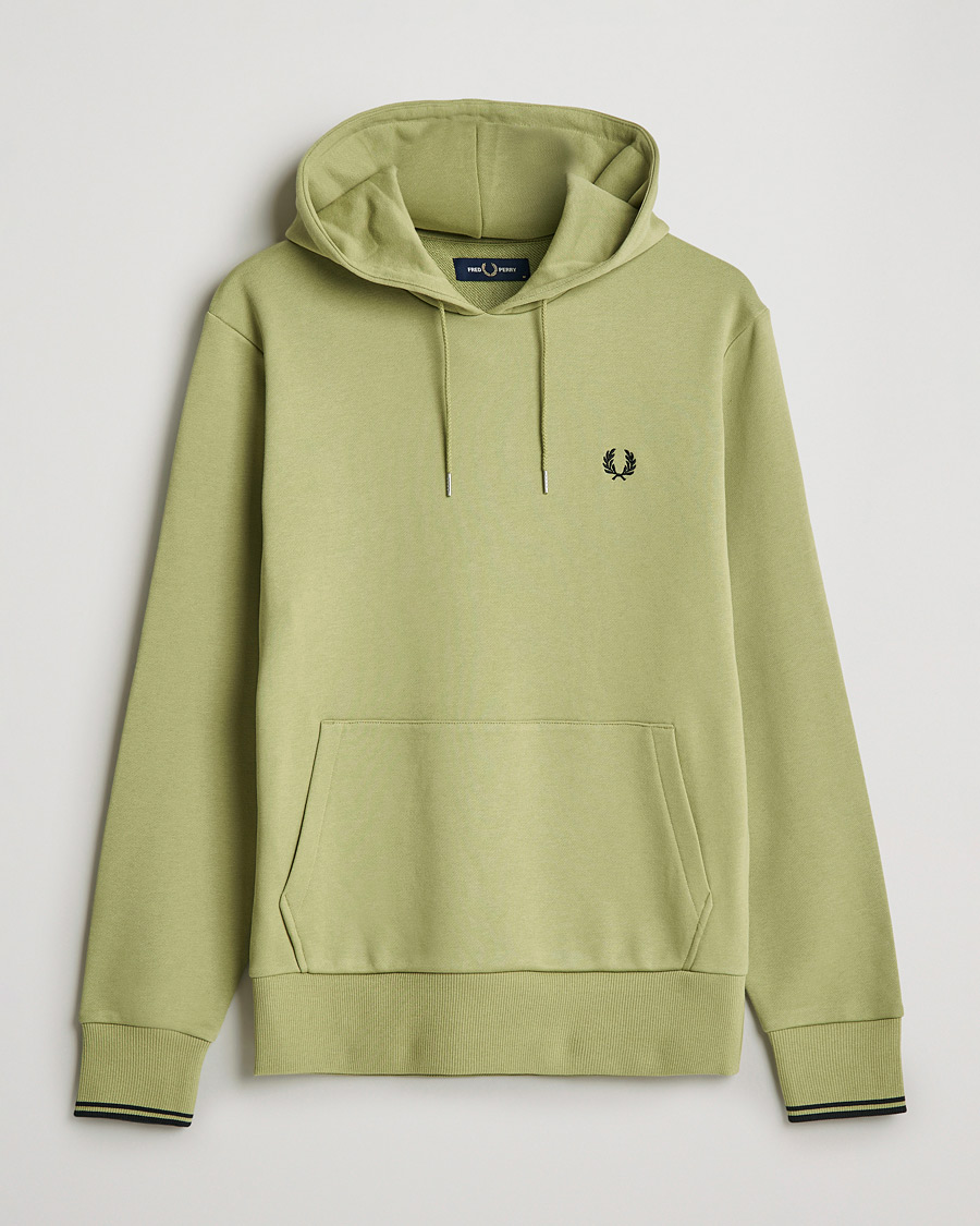 Uomini | Maglieria | Fred Perry | Tipped Hooded Sweatshirt Sage Green 