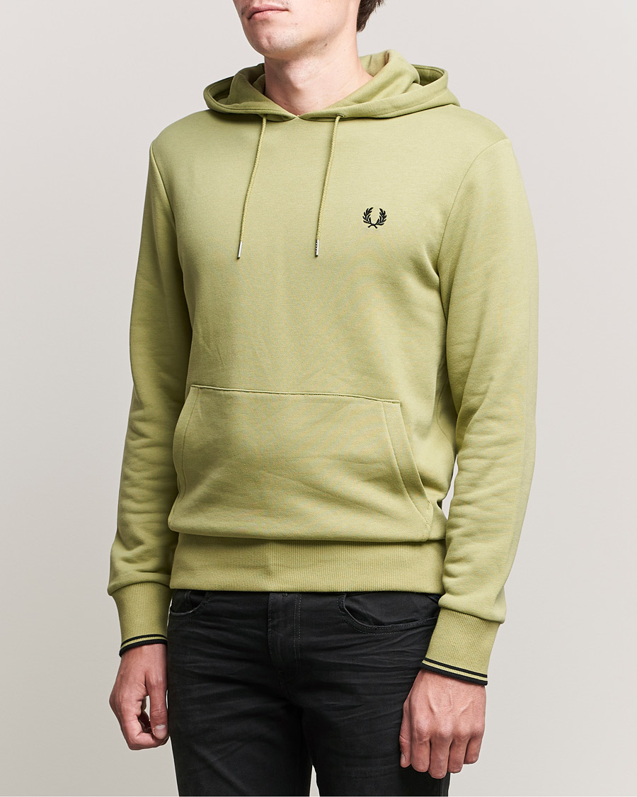 Uomini | Maglieria | Fred Perry | Tipped Hooded Sweatshirt Sage Green 