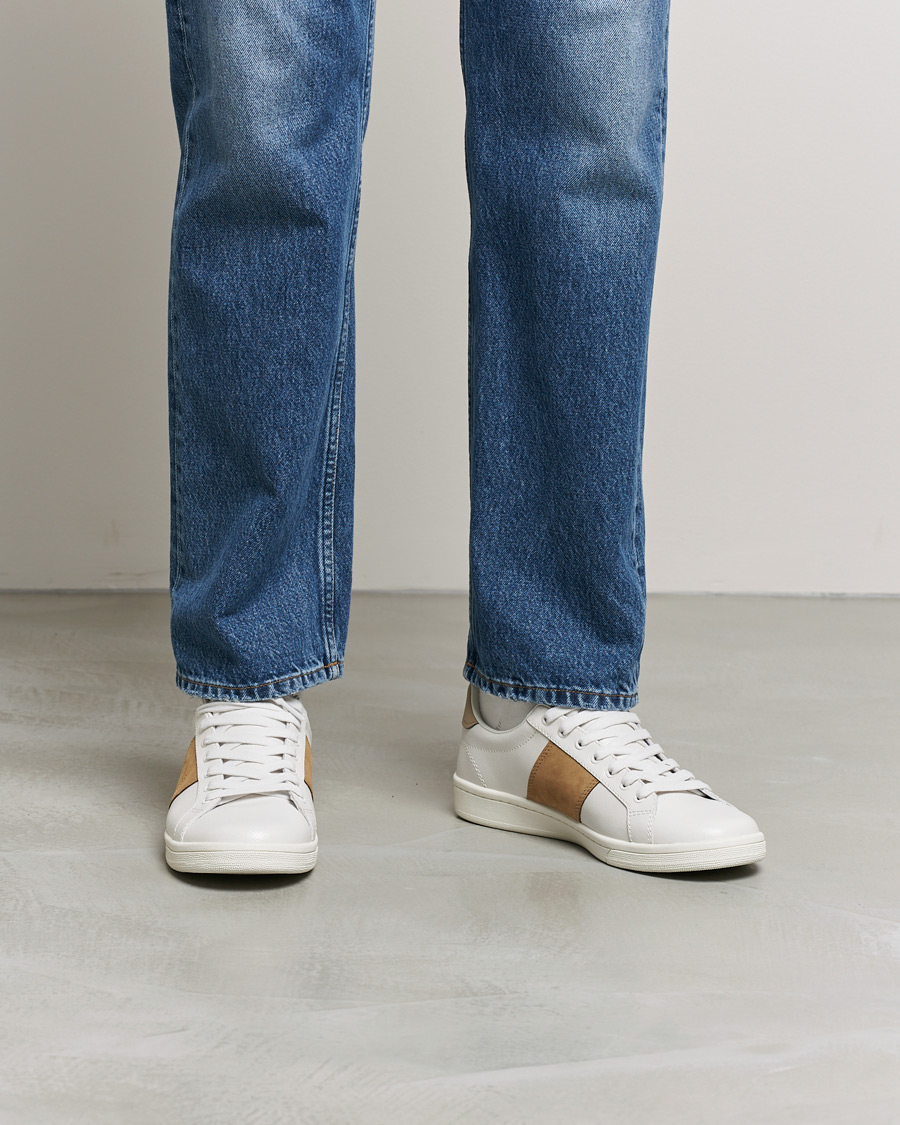 Uomini | Fred Perry B721 Pique Embossed Leather Sneaker Porcelain | Fred Perry | B721 Pique Embossed Leather Sneaker Porcelain