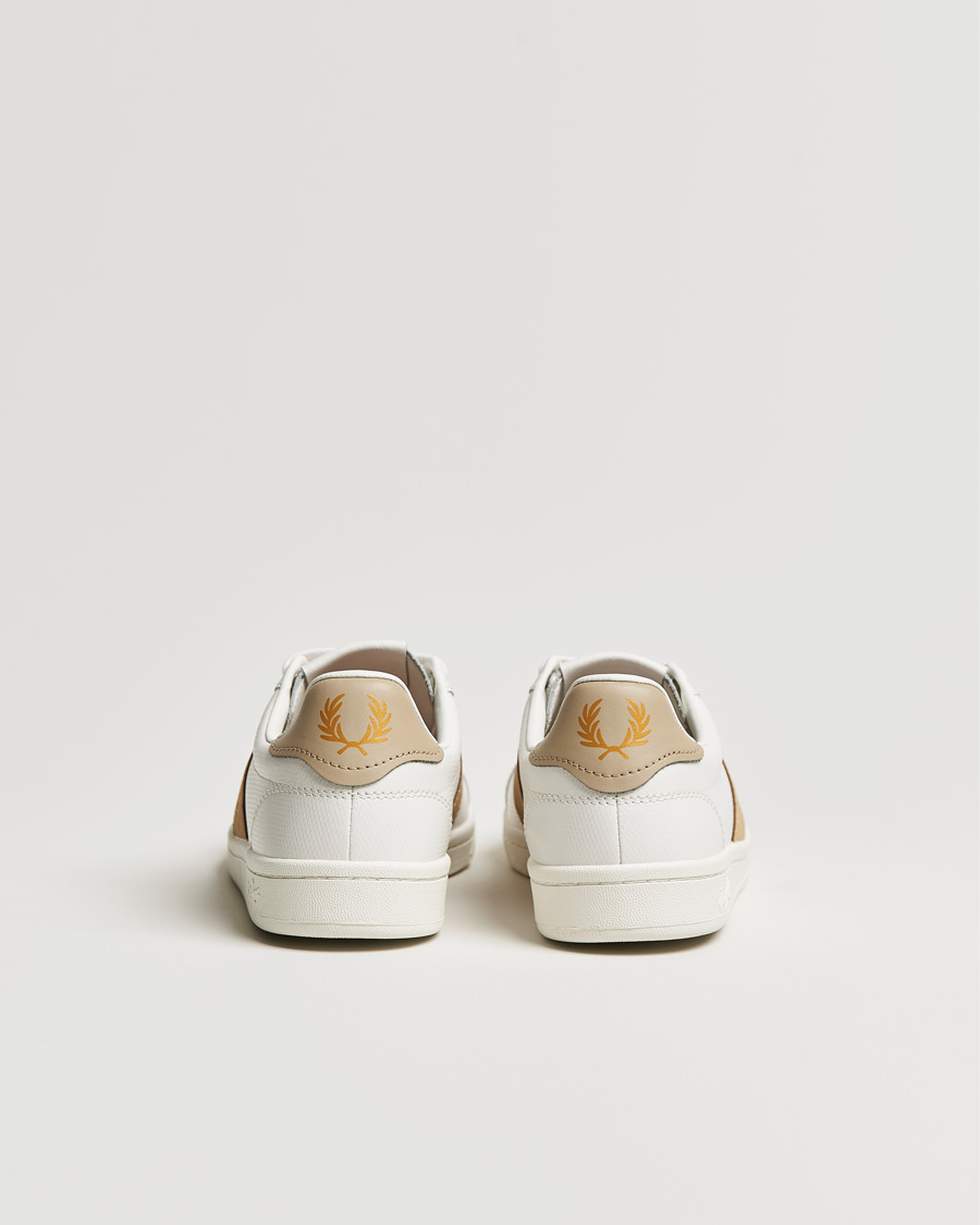 Uomini | Fred Perry B721 Pique Embossed Leather Sneaker Porcelain | Fred Perry | B721 Pique Embossed Leather Sneaker Porcelain