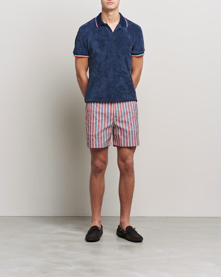 Uomini | Polo | Orlebar Brown | Jarrett Towelling Striped Tipping Polo Navy
