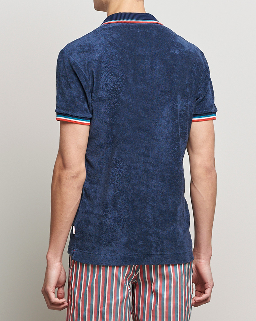 Uomini | Polo | Orlebar Brown | Jarrett Towelling Striped Tipping Polo Navy