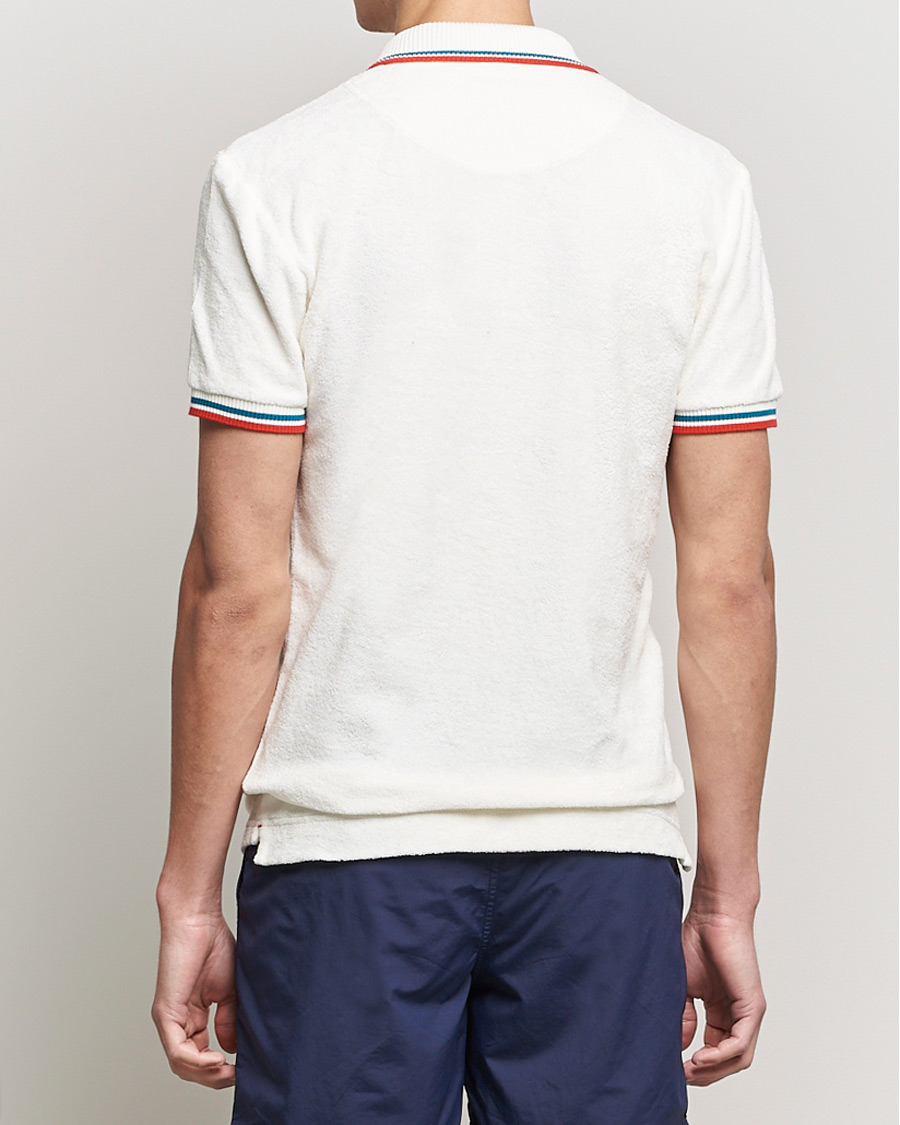 Uomini | Polo | Orlebar Brown | Jarrett Towelling Striped Tipping Polo White Sand