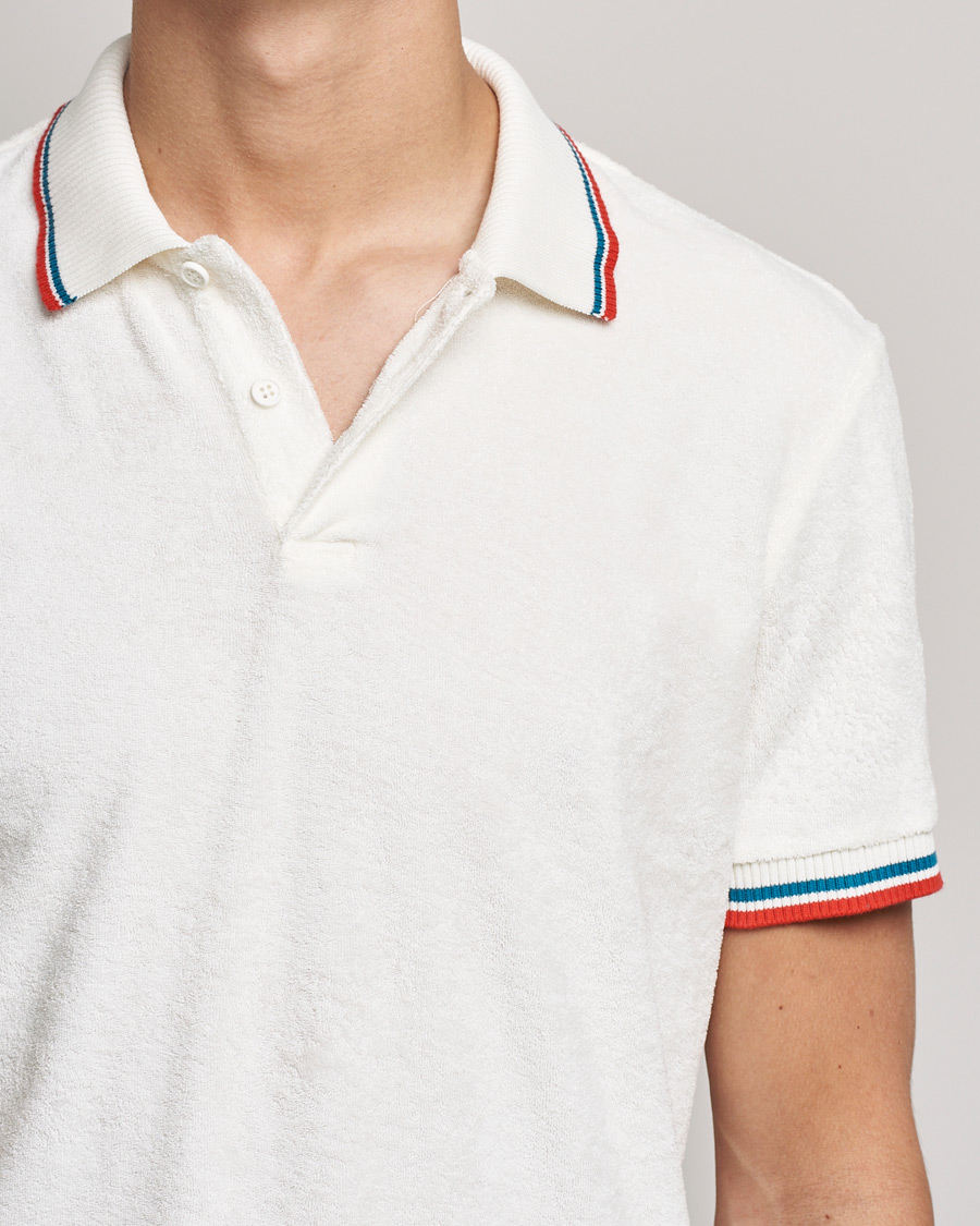 Uomini | Polo | Orlebar Brown | Jarrett Towelling Striped Tipping Polo White Sand