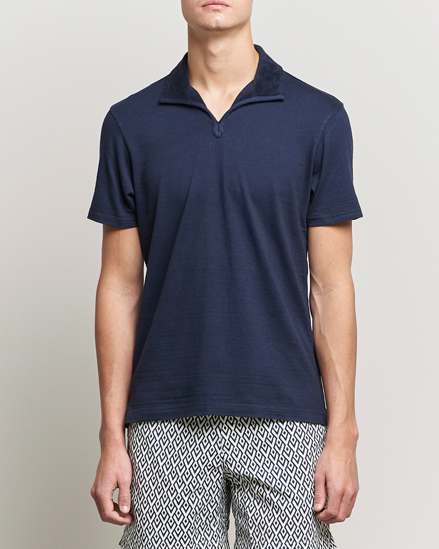 Uomini | Polo | Orlebar Brown | Albert GD Towelling Trim Polo Night Iris