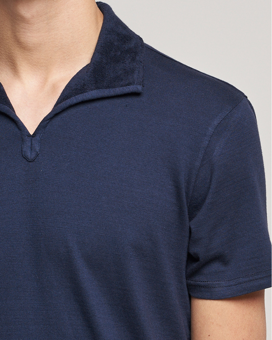 Uomini | Polo | Orlebar Brown | Albert GD Towelling Trim Polo Night Iris