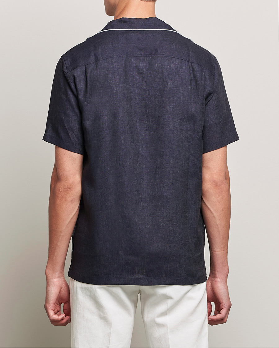 Uomini | Camicie | Orlebar Brown | Hibbert Short Sleeve Linen Shirt Navy