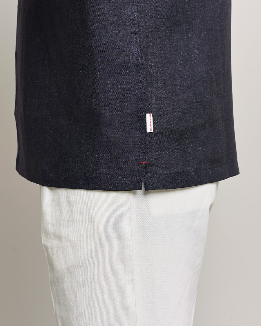 Uomini | Camicie | Orlebar Brown | Hibbert Short Sleeve Linen Shirt Navy