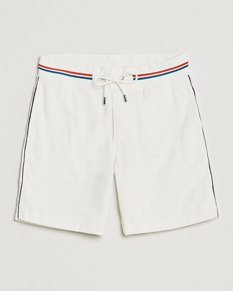 Uomini | Pantaloncini | Orlebar Brown | Afador OB Stripe Towelling Shorts White Sand