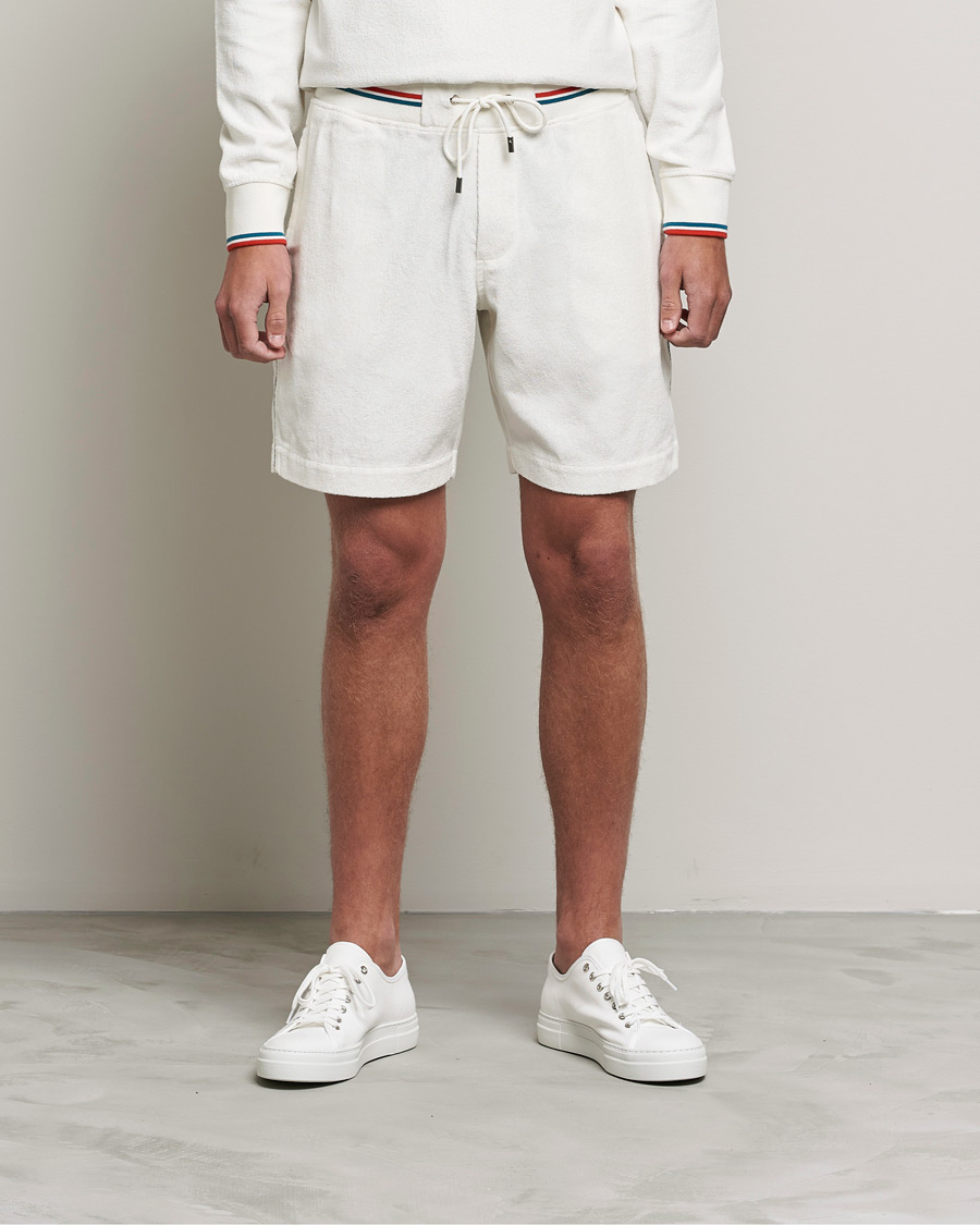 Uomini | Pantaloncini | Orlebar Brown | Afador OB Stripe Towelling Shorts White Sand