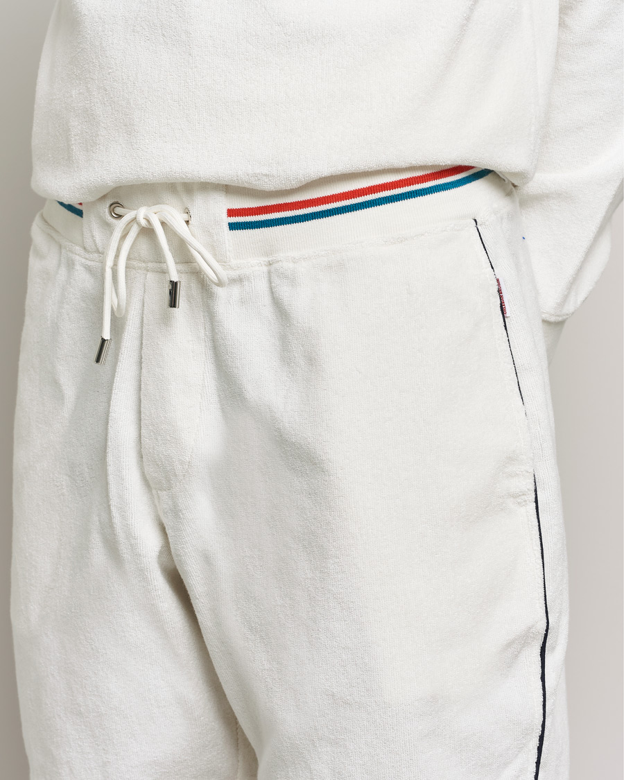 Uomini | Pantaloncini | Orlebar Brown | Afador OB Stripe Towelling Shorts White Sand